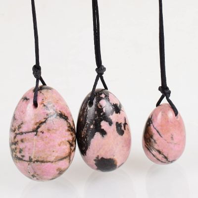 AOWNE 3Pcs Natural Rhodonite Yoni Egg Massage Ball Women Kegel Exercise Jade Egg,3 Eggs