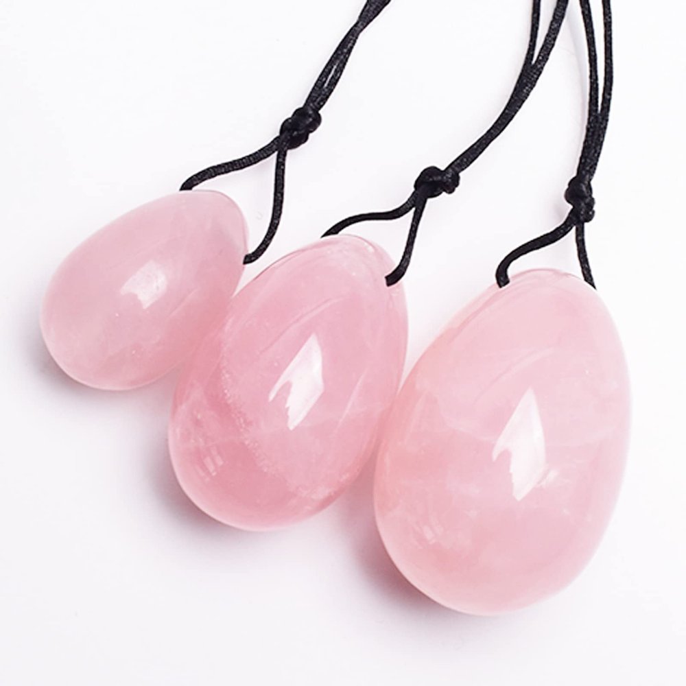 3Pcs Natural Rose Quartz Yoni Egg Women Kegel Exercise Jade Egg Ball Kegel Egg,3 Eggs No Box