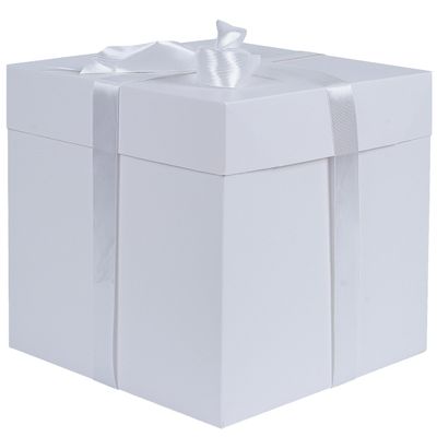 Elephant-package Medium Gift Box with Lids, Ribbon and Paper Filler, for Birthdays, Mother's Day, Bridal Showers, Weddings, Baby Showers - Collapsible, 8.7", 1 Pack, White
