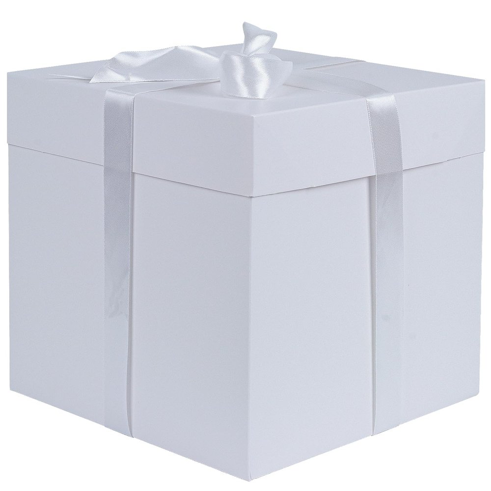 Elephant-package Medium Gift Box with Lids, Ribbon and Paper Filler, for Birthdays, Mother's Day, Bridal Showers, Weddings, Baby Showers - Collapsible, 8.7", 1 Pack, White