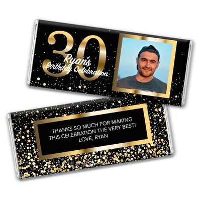 12ct Personalized 30th Birthday Candy Party Favors with Photo Chocolate Bars & Wrappers Gifts for Guests (12 Pack) - No Assembly Required