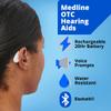 Medline Bluetooth Rechargeable OTC Hearing Aids, White, Behind-The-Ear, FDA Approved, 4 Environmental Settings, Water Resistant, Adjustable Volume, Mild to Moderate Hearing Loss, Noise Reduction view 2