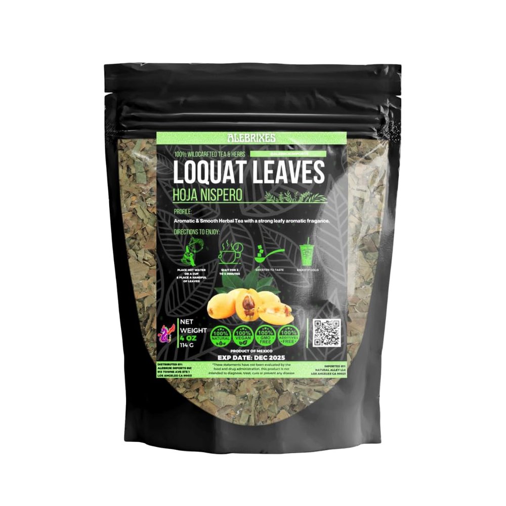 Alebrixes | Loquat Leaves Herbal Tea (4oz)| Premium Quality Whole Loquat Leaves Tea | Te Nispero - Eriobotrya Japonica | Wildcrafted.
