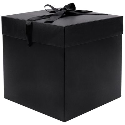 Elephant-package Medium Gift Box with Lids, Ribbon and Paper Filler, for Men Women Birthdays, Father's Day, Bridal Showers, Weddings, Baby Showers - Collapsible, 8.7", 1 Pack, Black