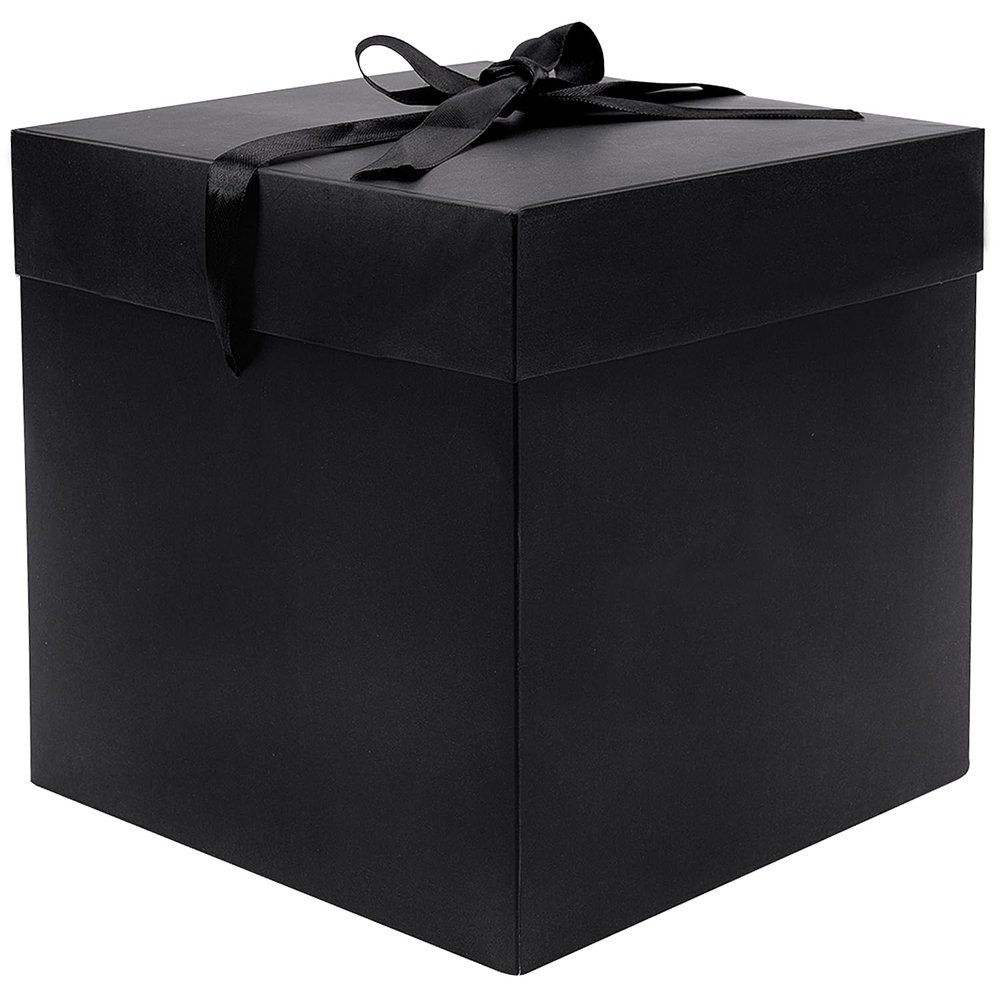 Elephant-package Medium Gift Box with Lids, Ribbon and Paper Filler, for Men Women Birthdays, Father's Day, Bridal Showers, Weddings, Baby Showers - Collapsible, 8.7", 1 Pack, Black
