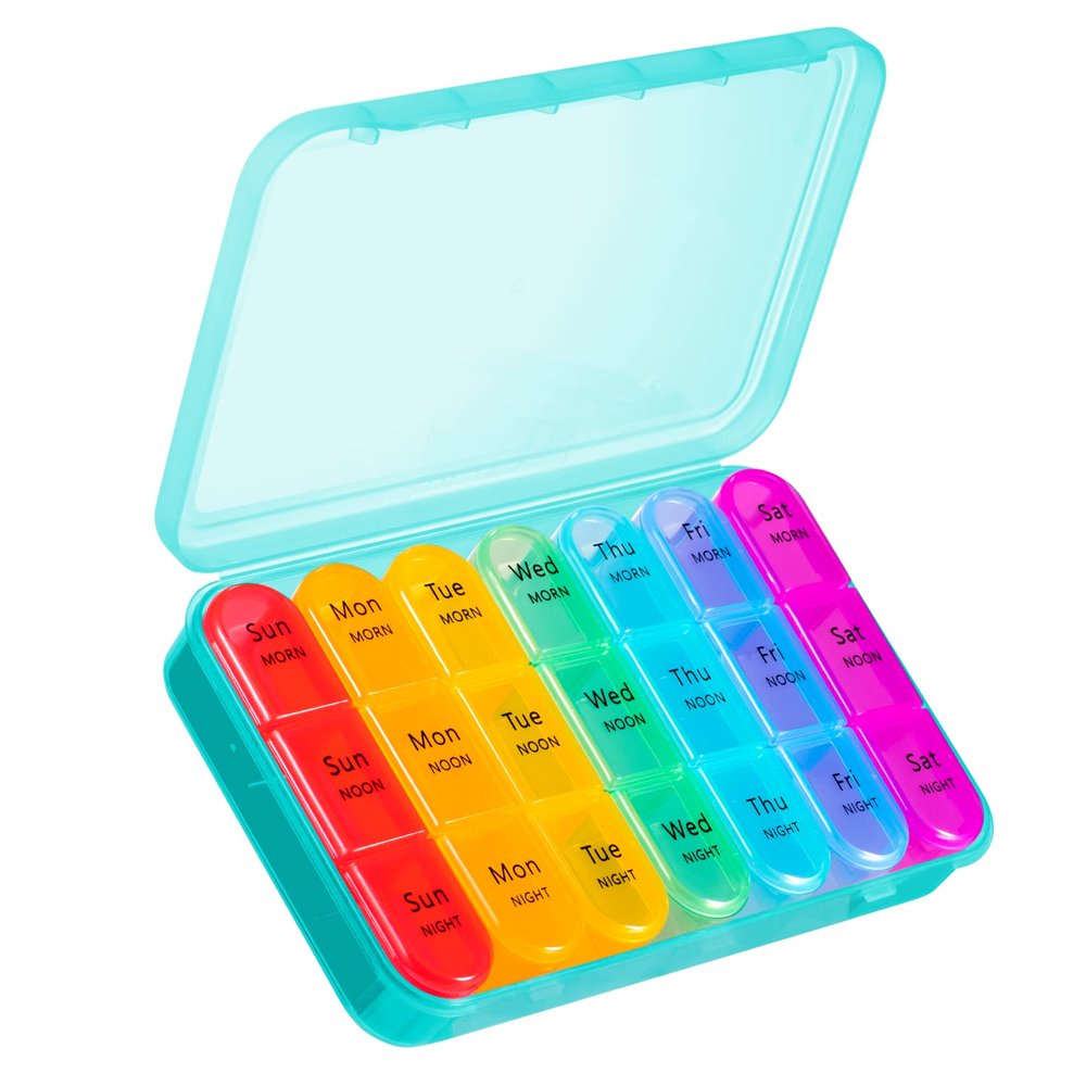 ASprink 3 Times a Day Pill Organizer - Large 7 Day Medicine Box, Travel Pill Case, Vitamins & Medicine