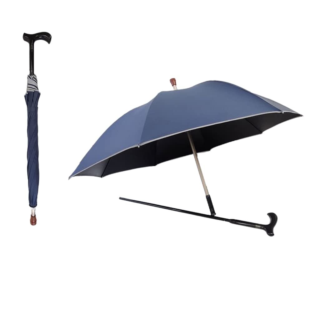2-in-1 Windproof Walking Sticks Crutch Umbrella Walking Cane Umbrella,Lightweight - Umbrella Cane,Gift for Birthday,Christmas,Father's Day,Men,Women,Blue