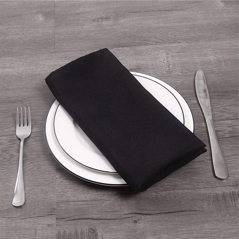 Black Napkin Linen, Folded 2 Ply