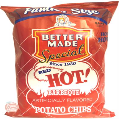Better Made Family Size red hot! barbeque flavor potato chips, 8.5-ounce bag