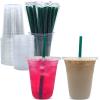 Aatriet 20 oz Clear Plastic Cups with Lids and STRAWS, Disposable Party Cups for To Go Iced Coffee Cold Drinks, Smoothie, Juice, Parfait, Frappuccino, Milkshake. No Leaking Fruit Cup, 25 Sets view 1