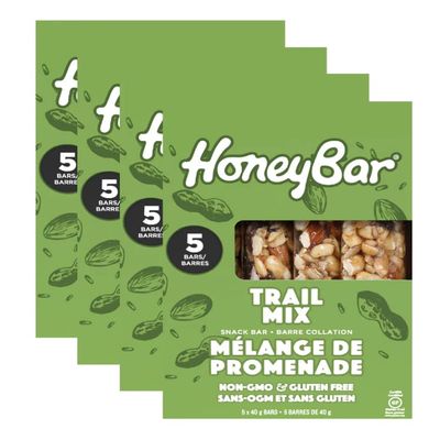 HoneyBar Snack Bar | Certified Gluten Free | Non-GMO | Vegetarian (Trail Mix, Pack of 20 Bars)
