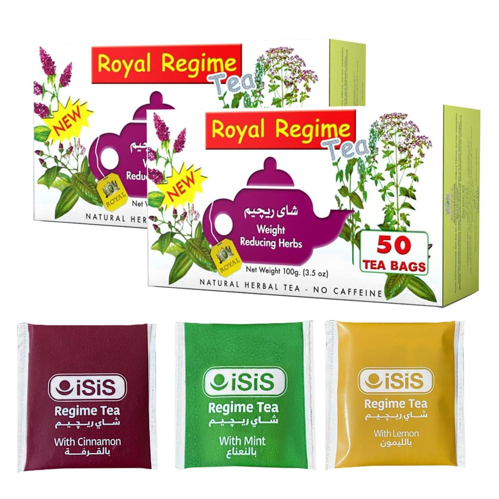 2 Packs of Royal Regime Herbal Tea 50 Bags individually wrapped (total 100 Sachets) With 3 teabags gift