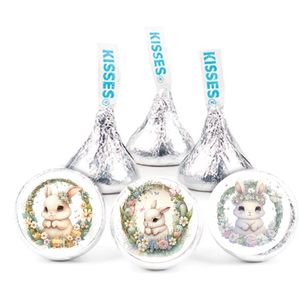 108 Personalized Chocolate Kiss Candy Labels Personalized Easter Stickers, Easter Bunny Party Favors Labels You Add to Your Own Chocolates