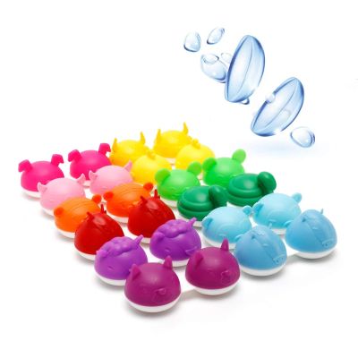 Cyrank Contact Lens Case, Color Contact Lenses Contact Cases Cute 12 Pack Contact Lens Cases Colorful Bulk Box Holder Container Storage Kit Portable Contact Lens Care Cases