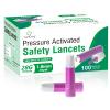 CARELIVING Safety Lancets, 100 Count Sterile, Pressure Activated Activation, 28 Gauge Needle, 1.8 mm,Single-Use, Gentle for Comfortable Testing view 1