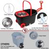 Spin Mop and Bucket with Wringer Set on Wheels, 360 Spinning Mop with Stainless Steel Handle for All Hard Surfaces, Floor Cleaning System with 3 Microfiber Replacement Heads, Black/Red view 2