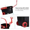 Spin Mop and Bucket with Wringer Set on Wheels, 360 Spinning Mop with Stainless Steel Handle for All Hard Surfaces, Floor Cleaning System with 3 Microfiber Replacement Heads, Black/Red view 4