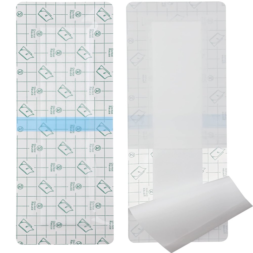 25 Pack 4"x10" Waterproof Adhesive Island Dressing for Knee Replacement Post-Surgery Recovery Bordered Gauze Bandages with Non-Stick Pad for Hip Surgical Incision Care Shower Protection
