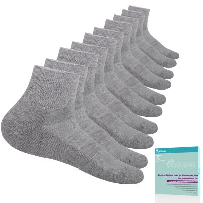 Revosoxs Diabetic Socks for Women Men,5 Pairs Non Binding Diabetic Ankle Socks,Wide Stretchy Loose Seamless Socks 7-9 9-11(Grey-Large)