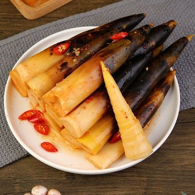 Hand peeled bamboo shoots 230g/packPickled pepper Crispy Bamboo shoots,spicy chinese snack,fresh mountain pepper bamboo shoots,pickled vegetables,spicy strips (The old soup is not spicy,2 pack)