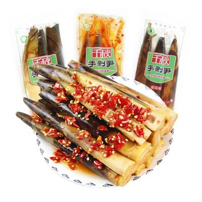 Hand peeled bamboo shoots 230g/packPickled pepper Crispy Bamboo shoots,spicy chinese snack,fresh mountain pepper bamboo shoots,pickled vegetables,spicy strips (Mix and match taste,2 pack)