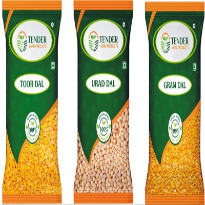 TENDER AGRO PRODUCTS Hygienically Processed Natural Toor Dal, Gram Dal and Urad Dal Combo with Protein and Iron Rich, No Added Preservatives (3 Kg Combo) 6.61 Lbs Combo Pack