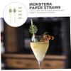 CALLARON 10pcs Monstera Glitter Paper Straws Disposable Decorative Drinking Straws for Weddings Birthdays and Celebrations Lightweight and Party Supplies view 2