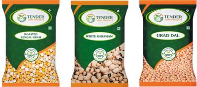 TENDER AGRO PRODUCTS Hygienically Processed Natural Roasted Bengal Gram, White Karamani and Urad Dal Combo with Protein and Iron Rich, No Added Preservatives (3 Kg Combo) 6.61 Lbs Combo Pack