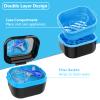 BVN Denture Bath Denture Case: Denture Cup for Soaking Dentures, Retainer Cleaner Case with Mirror, Mouth Guard Case, Aligner Case, Retainer Holder, Night Guard Case, False Teeth Container Black view 3
