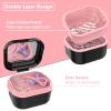 BVN Denture Bath Denture Case: Denture Cup for Soaking Dentures, Retainer Cleaner Case with Mirror, Mouth Guard Case, Aligner Case, Retainer Holder, Night Guard Case, False Teeth Container Black view 3