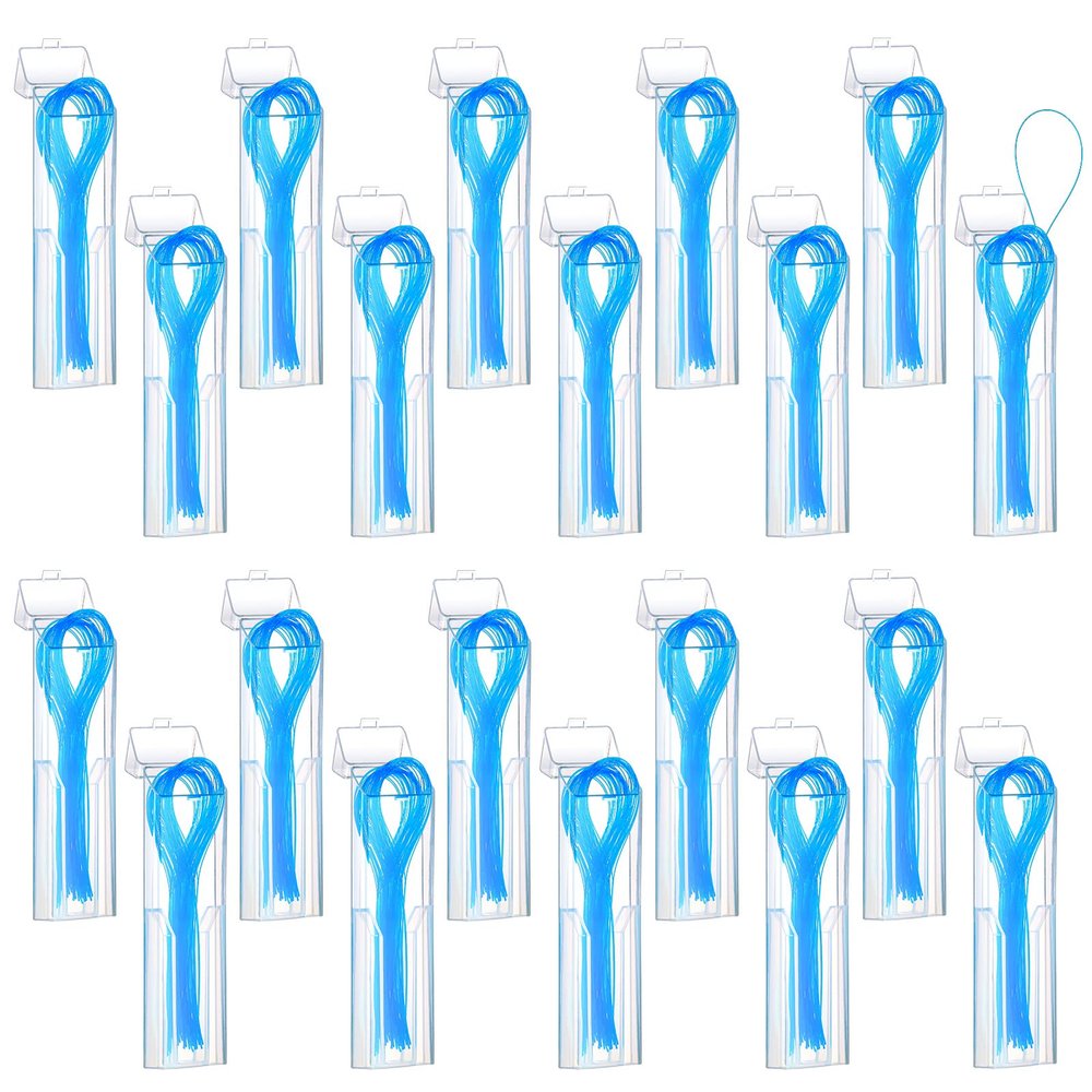 Seewey 1000 Pcs Dental Floss Threaders Deep Clean Floss for Braces, Bridges, and Implants, Multifunctional Nylon Loop Design for Your Teeth, Pack of 20(Blue)