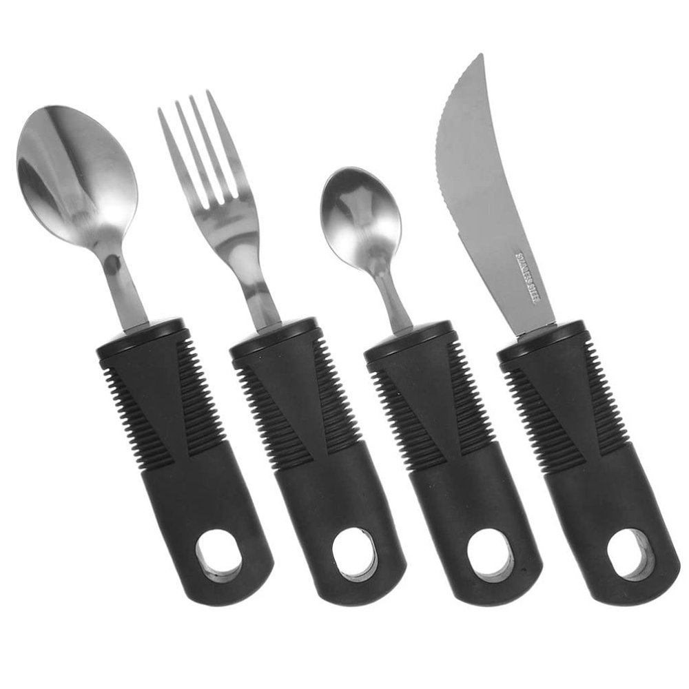 1set Adaptive Utensil for Relief Weighted Silverware for Non- Handle Cutlery Safe Dining Tools for Seniors Fork Knife Spoon