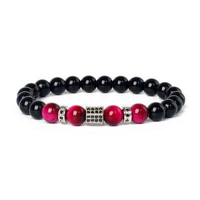 Zircon Prism Bracelets for Women Tiger Eye Obsidian Beads Bracelets Men Yoga Jewelry,13,23cm-9.06inch