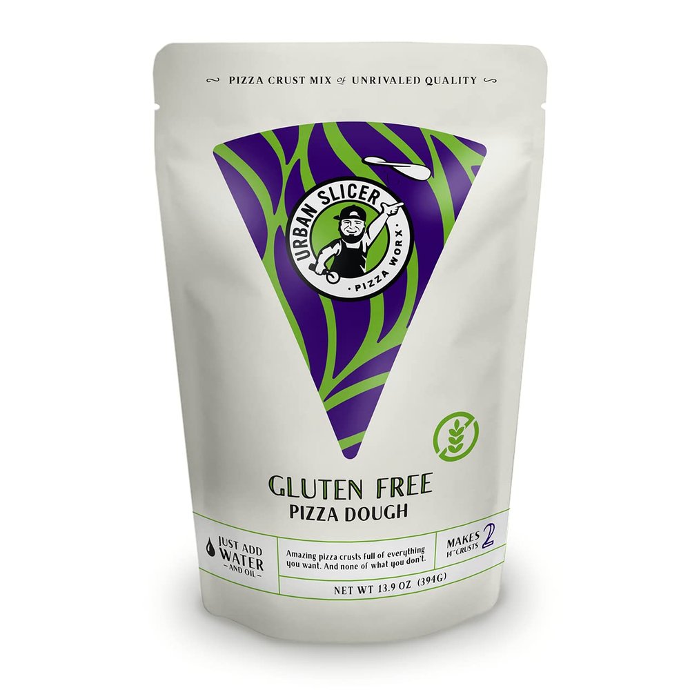 Urban Slicer Pizza Worx - Gluten Free Pizza Dough - At-Home Pizza Making Kit for Rising, Gluten-Free Crust - 13.9 oz. Bag - Makes 2 Pizzas