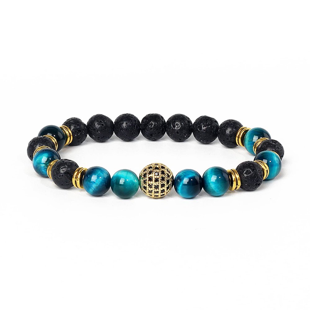 Tiger Eye Bead Bracelets Men Natural Stone Bracelet for Women Onyx Jewelry,8,19cm-7.5inch