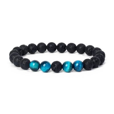 Tiger Eye Lava Bracelets Men 8mm Nature Volcanic Stone Women Jewelry,11,19cm-7.5inch