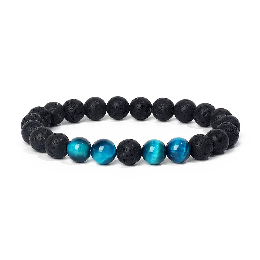 Tiger Eye Lava Bracelets Men 8mm Nature Volcanic Stone Women Jewelry,11,19cm-7.5inch