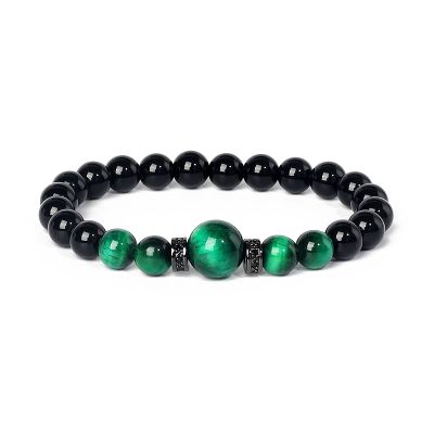 Tiger Eye Bead Bracelets Men Natural Stone Bracelet for Women Onyx Jewelry,34,19cm-7.5inch