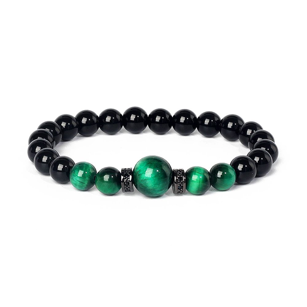 Tiger Eye Bead Bracelets Men Natural Stone Bracelet for Women Onyx Jewelry,34,19cm-7.5inch
