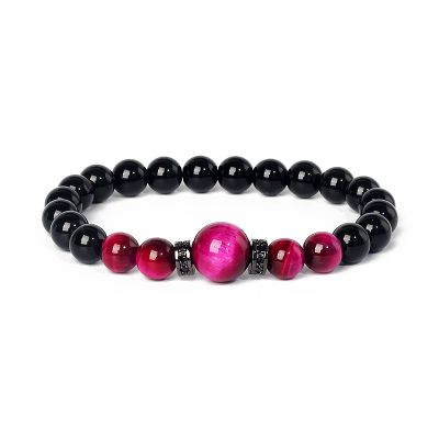 Tiger Eye Bead Bracelets Men Natural Stone Bracelet for Women Onyx Jewelry,41,17cm-6.7inch