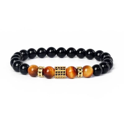 Zircon Prism Bracelets for Women Tiger Eye Obsidian Beads Bracelets Men Yoga Jewelry,10,17cm-6.7inch