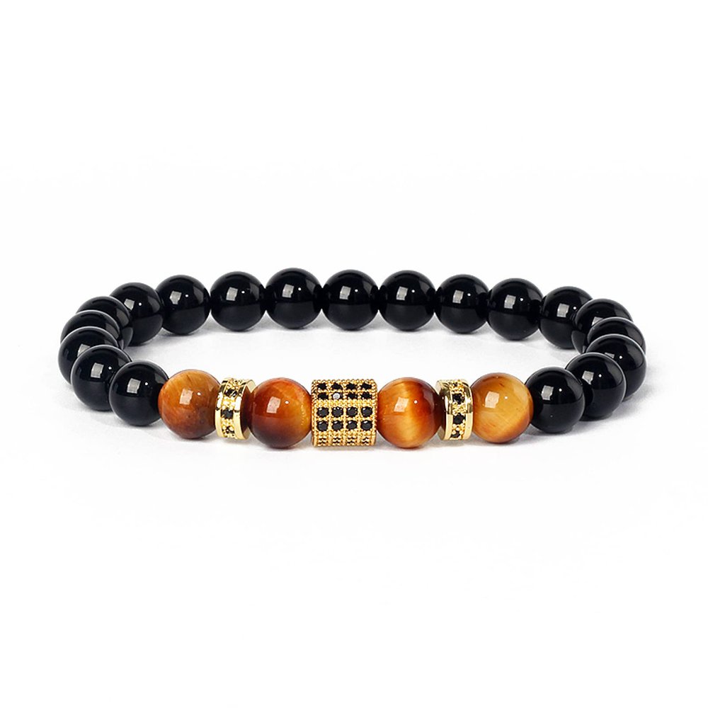 Zircon Prism Bracelets for Women Tiger Eye Obsidian Beads Bracelets Men Yoga Jewelry,10,17cm-6.7inch