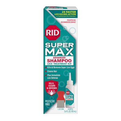 RID Super Max Advanced Shampoo Lice Removal Treatment, 3.4 Fl Oz, Includes Nit Removal Comb
