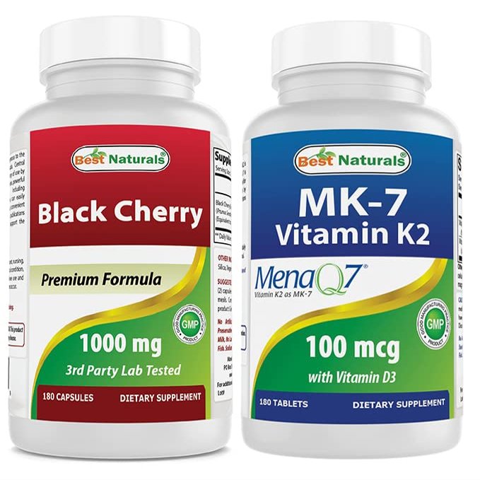 Best Naturals Black Cherry 1000 Mg & Vitamin K2 (MK7) with D3