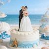 LABRIMP Bride and Groom Cake Topper Romantic Figurine 5.51 Inch Wedding Couple Hug Decoration for Wedding Party Celebration view 3