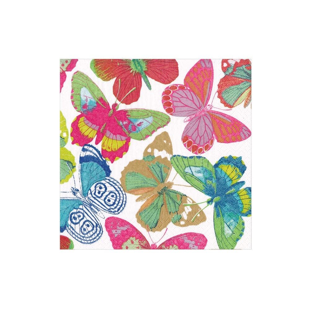 Caspari Butterflies Bright Boxed Cocktail Napkins - 40 Per Box