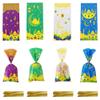 100 PCS Eid Mubarak Cellophane Treat Bags, Ramadan Kareem Cellophane Treat Favor Bags Eid Moon Clear Cookie Candy Bags Gift Cellophane Bags with Twist Ties for Eid Mubarak Party Supplies, 4 Style view 1
