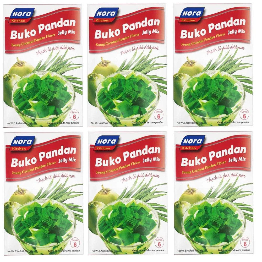 Buko Pandan Jelly Mix Young Coconut Pandan Flavor PACK OF 6 Nwt Wt. 5.9oz/168g
