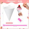 Eaasty 100 Pcs Snow Cone and Straws Cone Cups 4.5 oz Spoon Straws Disposable Paper Cups Straw Spoon for Slush Shaved Ice Cream Sorbet Water (White) view 2