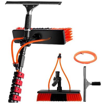 3.6-10.8 m Foot Extension Pole + Dual Squeegee & Window Washer Combo,Telescopic Pole Window Cleaning,Squeegee Blades,Extension Pole for Cleaning Windows,36FT/10.8M
